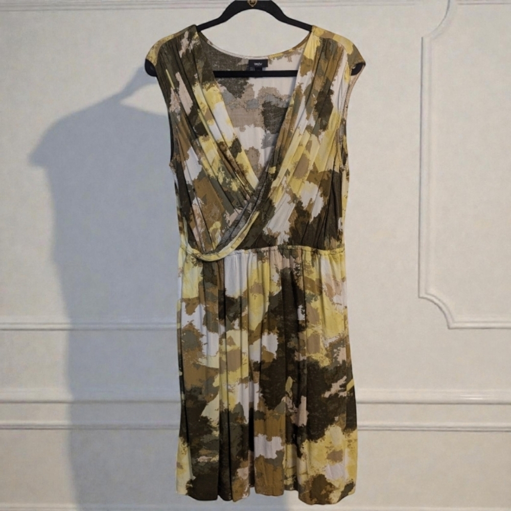 Mossimo Asymmetrical Dress in Olive and Cream EUC